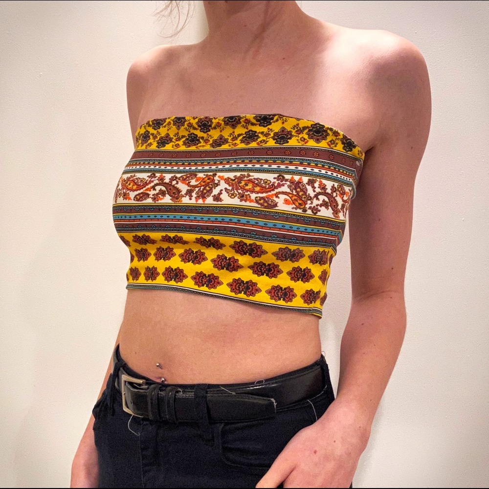 Yellow Bandana Pattern Tube Top